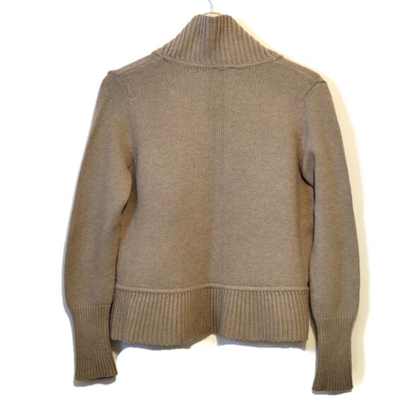 Talbots Shawl Collar Wool Blend Cardigan Tan Camel Knit Sweater Workwear Chic M - Picture 6 of 12